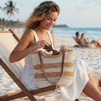 Peicees Small Crochet Beach Bag For Women- Woven Boho Purse Knitted Shoulder Bag For Summer Vacation Beachy Travel Pool