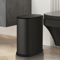 Anzoymx Stainless Steel Bathroom Trash Cans 1.8 Gallons Small Garbage Can With Pop Up Lid, Metal Narrow Wastebasket, Slim Waterproof Litter Trash Bins Set For Bedroom, Toilet, Office (Black)