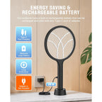 Mosiller Electric Fly Swatter Racket, 4000V Bug Zapper With 1800Mah & Dual Modes, 2 In 1 Rechargeable Purple Mosquito Light Killer With 3-Layer Safety Mesh For Indoor Home Patio Camping Office(1 Pack)