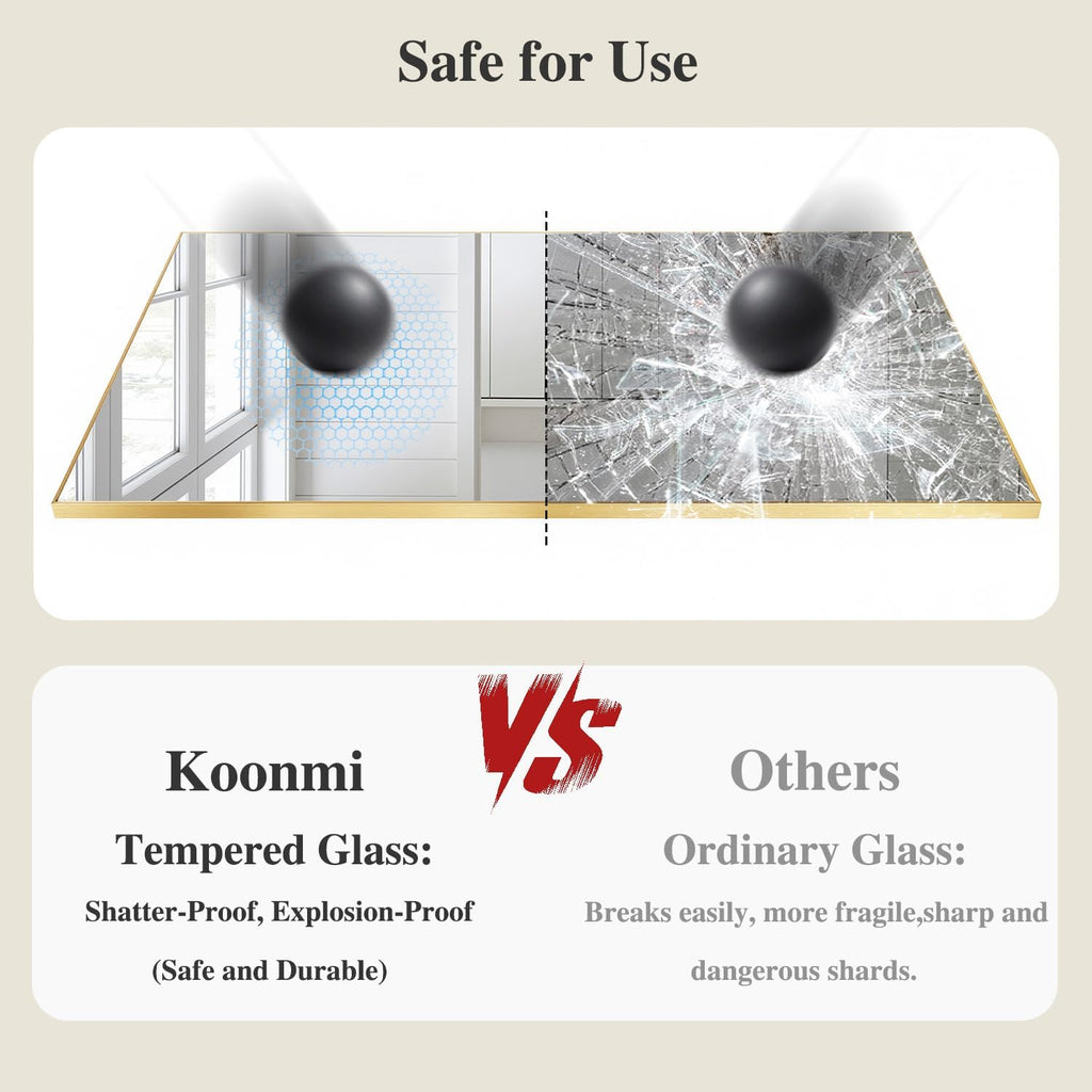 Koonmi Gold Mirrors For Wall, 30X55 Inch Bathroom Mirror, Rectangular Wall Mirror For Living Room Bedroom Bathroom, Hangs Horizontally Or Vertically