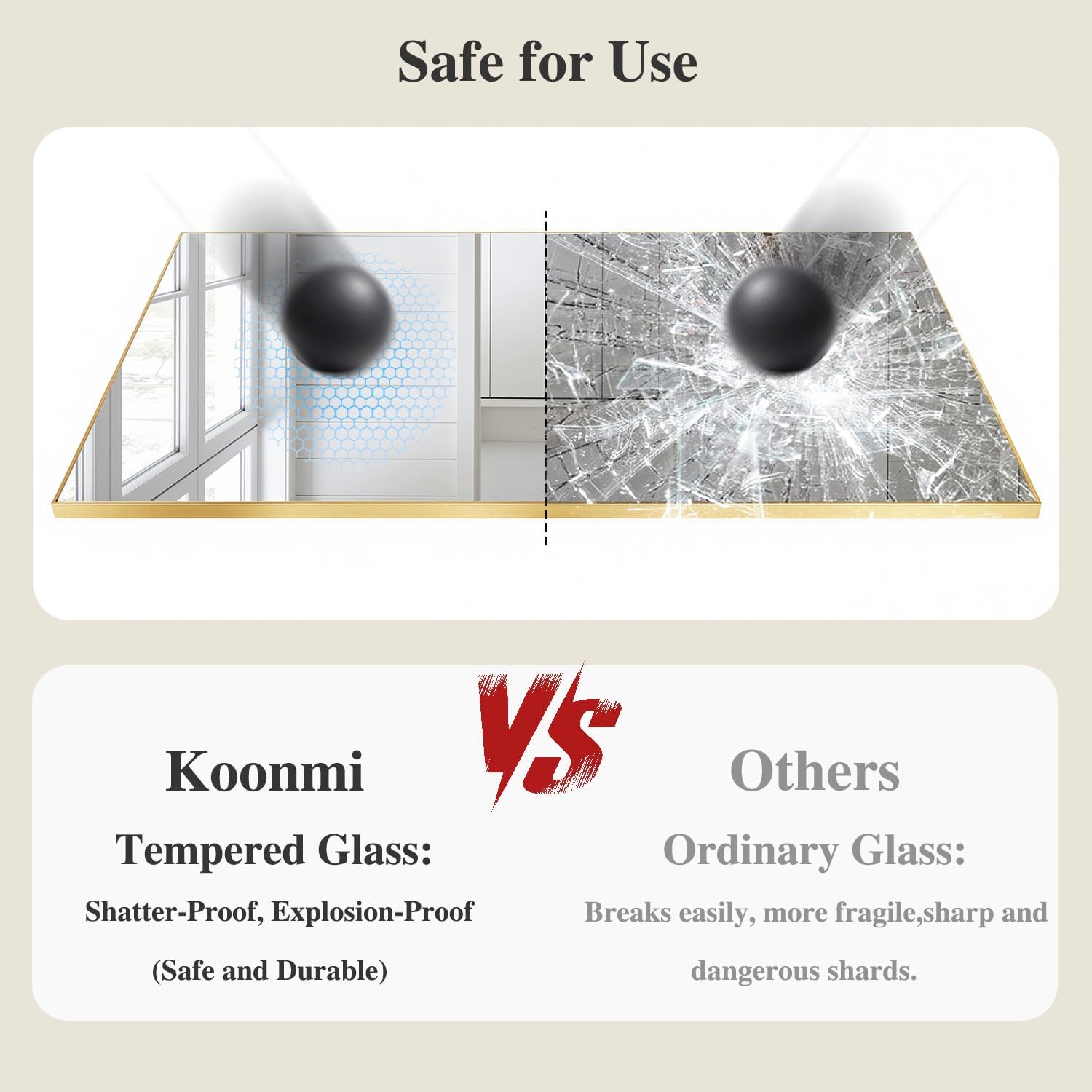 Koonmi Gold Mirrors For Wall, 30X55 Inch Bathroom Mirror, Rectangular Wall Mirror For Living Room Bedroom Bathroom, Hangs Horizontally Or Vertically
