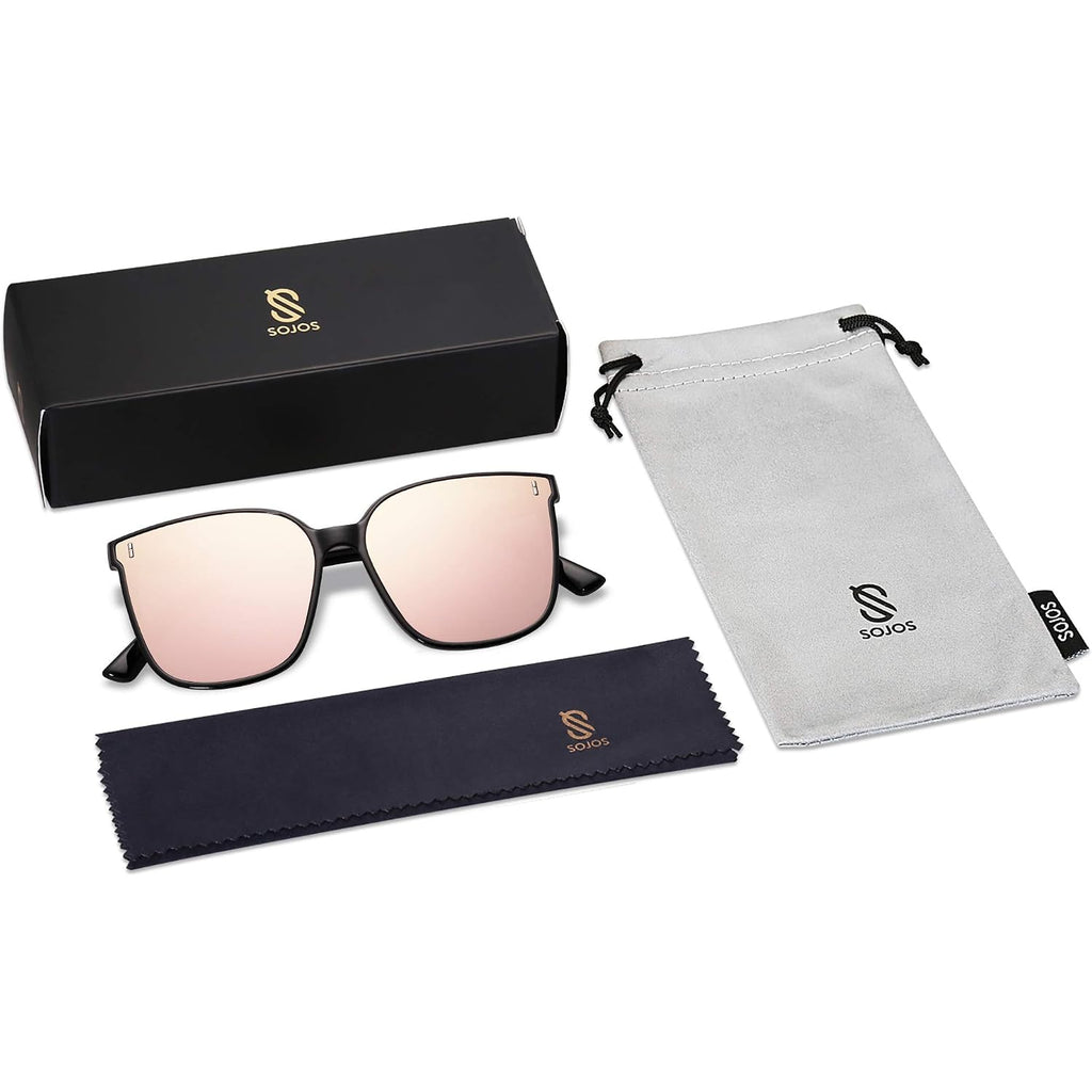 SOJOS Sunglasses for Women Men Vintage Style Shades SJ2157 Black/Pink