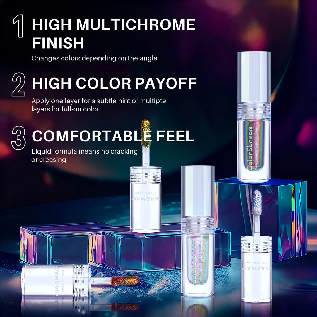 Charmacy Liquid Duochrome Eyeshadow, Metallic Eye Looks, Long Lasting Glitter Eye Shadow Sets Metallic Pigments, Quick Drying, Sparkling Shiny Eye Makeup For Beginners, 1.6G (#04)