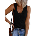 Merokeety Women'S 2026 Summer Sleeveless Tank Tops V Neck Ribbed Dressy Casual Henley Shirts Button Loose Cami Tees