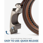 Bostanten Mens Belt Leather Ratchet Belt For Men Dress And Casual With Adjustable Buckle, Trim To Fit