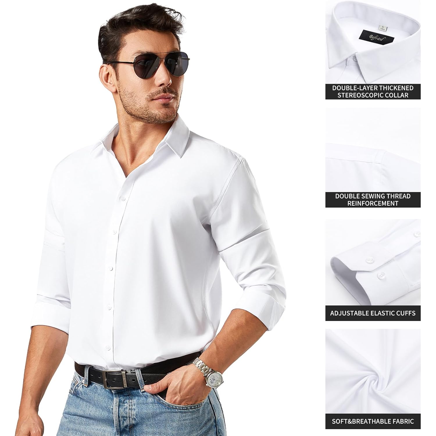 Dress Shirts For Men Big And Tall(Xl Big-6Xl Big Tall) Button Down Long Sleeve Business Casual Collared Shirt
