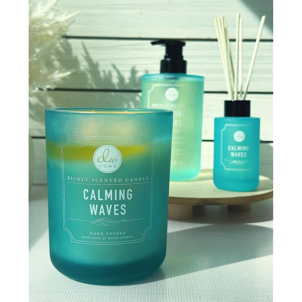 Dw Home Reed Diffuser Set Calming Waves Scent For Bathroom Accessories Shelf Decor & Air Fresheners, 3.3 Oz Essential Oils, House Bedroom Office Decor & Gift
