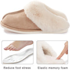 Donpapa Womens Slippers With Memory Foam Fluffy Soft Warm Slip On House Slipper Anti-Skid Cozy Plush For Indoor Outdoor