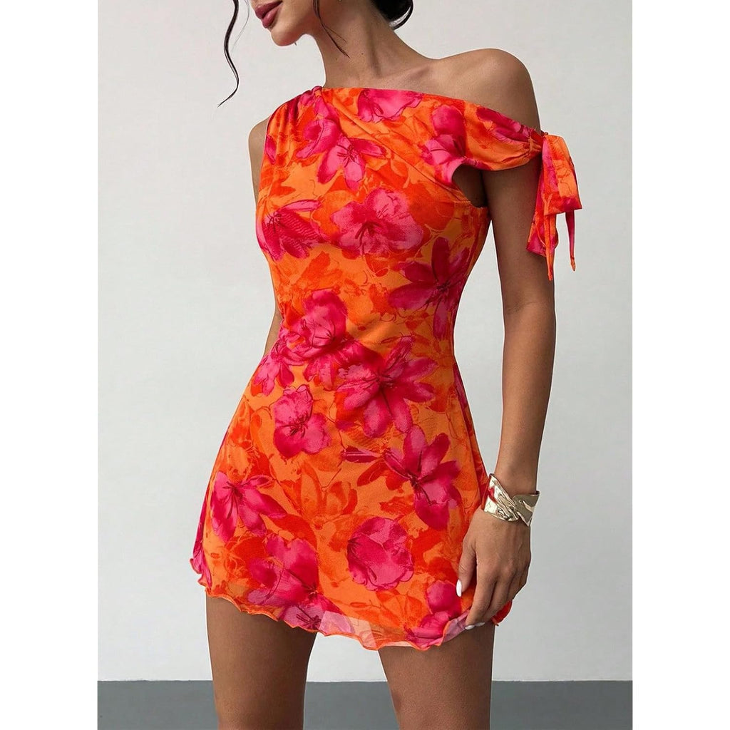 Acelitt Womens Summer Floral Off Shoulder Dress,S-Xxl