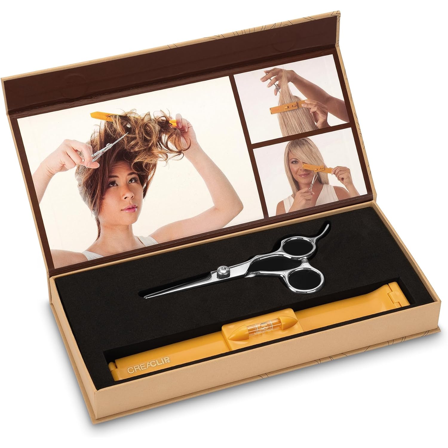 Original Creaclip Medium And Scissors For Fine, Thin Hair - As Seen On Shark Tank - Hair Cutting Tool For Layers Bangs Split Ends Kids Hair Cut, Hair Cutting Guide