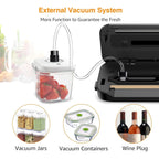 MegaWise Vacuum Sealer Machine | 80kPa Suction Power| Bags and Cutter Included | Compact One-Touch Automatic Food Sealer with External Vacuum System | Dry Moist Fresh Modes for All Saving needs