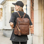 Cluci Backpack Purse For Women Travel Backpack Large Leather Fashion Designer Lady Shoulder Bag With Tassel Brown