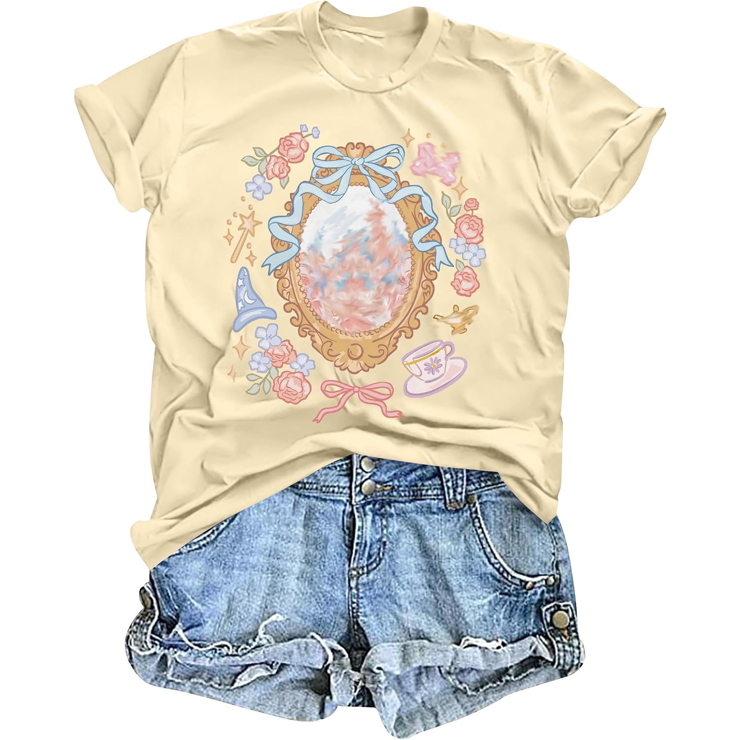 Magic Kingdom Castle Shirt For Women Princess T Shirts Oversized Tee Coquette Bow Castle Graphic Top