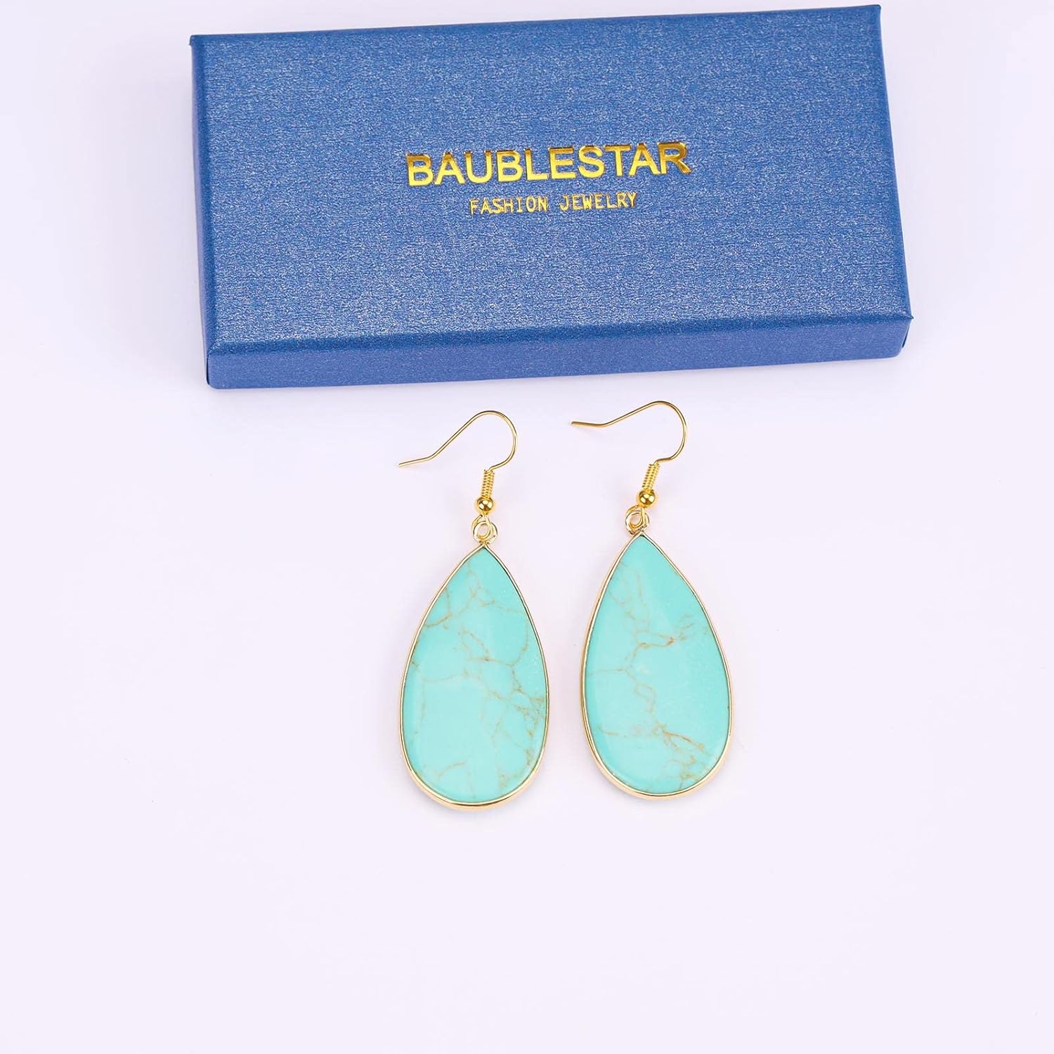 BaubleStar Natural Crystal Healing Stone Earrings Statement Teardrop Dangle Earrings for Women