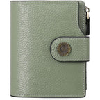 Women'S Lightweight Genuine Leather Wallet, Includes Card Holders, Rfid-Blocking, Lightweight, Photo & Id Holder, Green