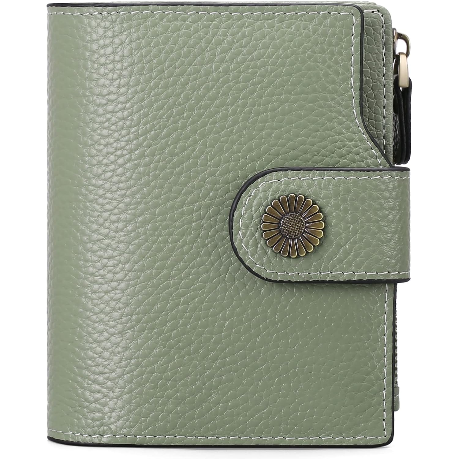 Women'S Lightweight Genuine Leather Wallet, Includes Card Holders, Rfid-Blocking, Lightweight, Photo & Id Holder, Green