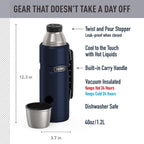 THERMOS Stainless King Vacuum-Insulated Beverage Bottle, 40 Ounce, Midnight Blue