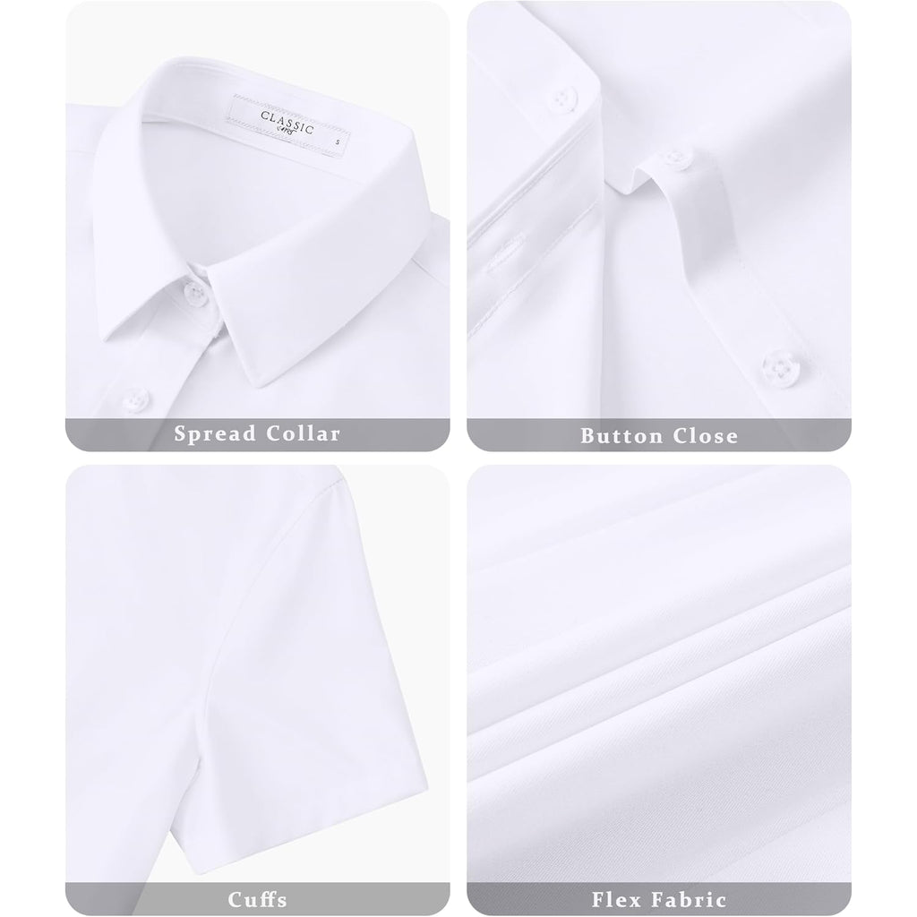 Button Down Shirts For Women Short Sleeve Dress Shirt Stretch Wrinkle Free Business Casual Office Blouse Work Tops