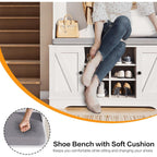 71" Hall Tree With Bench And Shoe Storage, Entryway Hall Tree With 2 Doors And 6 Adjustable Shelves, Cushioned Storage Bench With Coat Rack For Hallway, Living Room, Mudroom