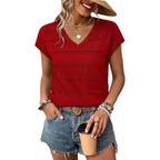 Wiholl Short Sleeve Sweater For Women V Neck Trendy Summer Tops 2026 Spring Fashion Clothing Business Casual Outfits