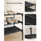 Songmics Shoe Rack, Space-Saving, Entryway, Metal Frame | Space-Saving Shoe Storage Organizer, Non-Woven Fabric Shelves, Ulsh023Bh01