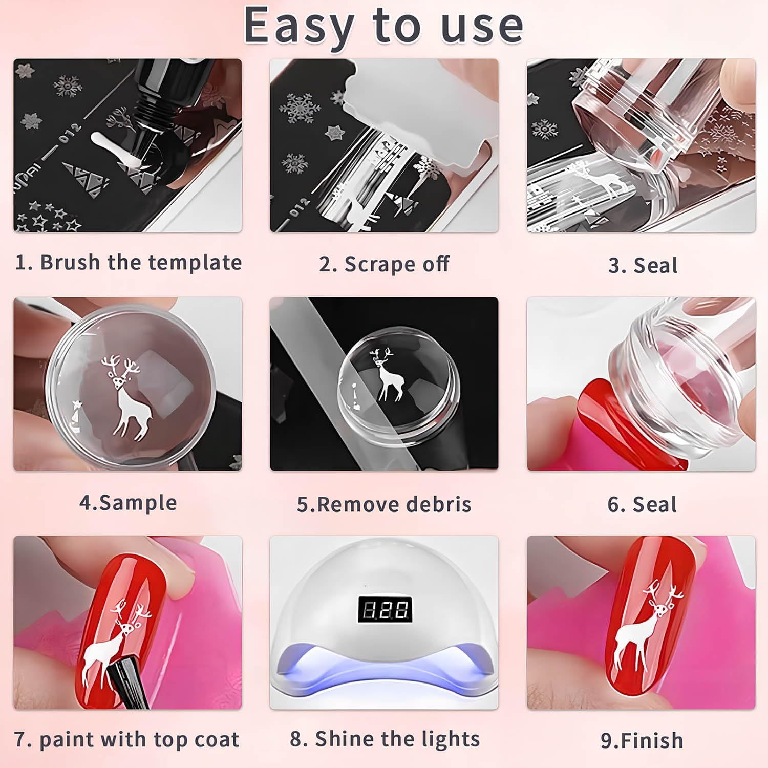 French Tip Tool,Nail Art Stamper Kit,Clear Silicone Stamping Jelly With Scraper,French Tip Stamp For Manicure Home DIY Nail Tips(2 PCS)