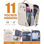 Travel Backpack For Women Men Waterproof Laptop Backpack Airlines Approved Carry On Backpack Bag Computer Bookbag For Business, Work, Traveling Fits 15.6 Inch Laptop(Beige)
