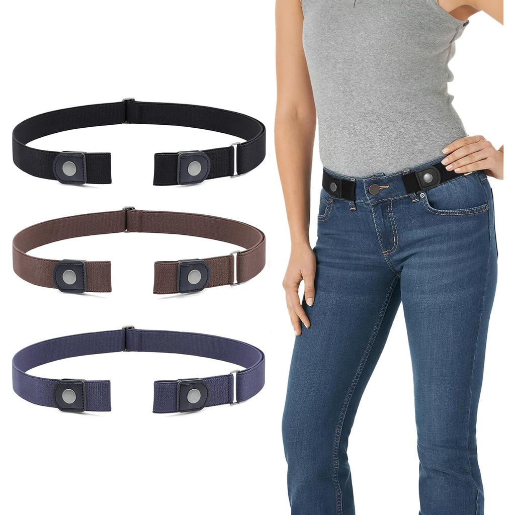 WERFORU 3 Pack 4 Pack No Buckle Invisible Stretch Belt Buckle-Free Elastic Belt for Women and Men