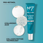 No7 Protect & Perfect Intense Advanced Serum - Anti-Aging Face Serum That Visibly Smoothes & Firms Fine Lines And Wrinkles - Formulated With Hyaluronic Acid And Matrix 3000+ Technology (1.69 Fl Oz)