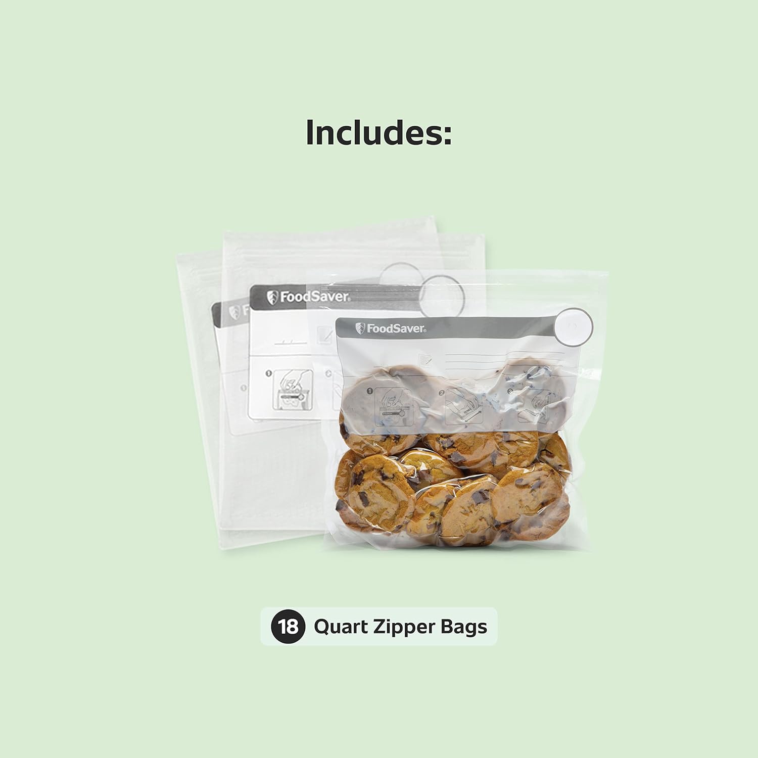 FoodSaver 1-Quart BPA-Free Multilayer Construction Vacuum Zipper Bags