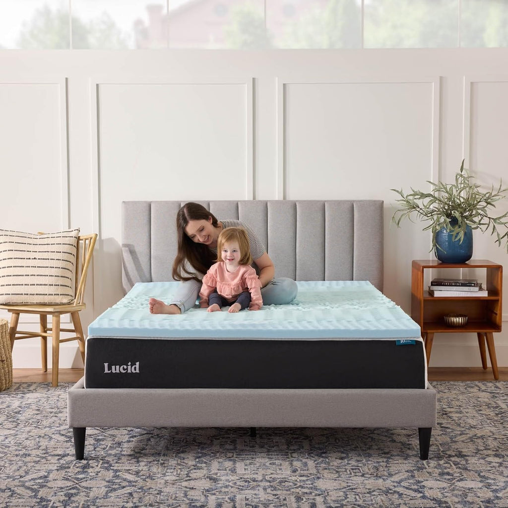 Lucid 2 Inch Gel Memory Foam Mattress Topper, Queen Size – 5 Zones – Cooling Gel Infusion – Certipur Certified Foam