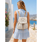 Eiyye Handmade Crochet Backpack For Women Premium Cotton Rope Boho Rucksack With Adjustable Straps Lightweight Woven Shoulder Backpack For Travel Beach & Everyday Casual