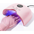 MelodySusie Compact LED UV Nail Lamp with UV Gloves, P-PLUS30A Nail Dryer with Smart Sensor Cures All Gels, Especially Rhinestone Glue, Liner & Cat Eye Gel Polishes for Advanced DIY at Home, Pink