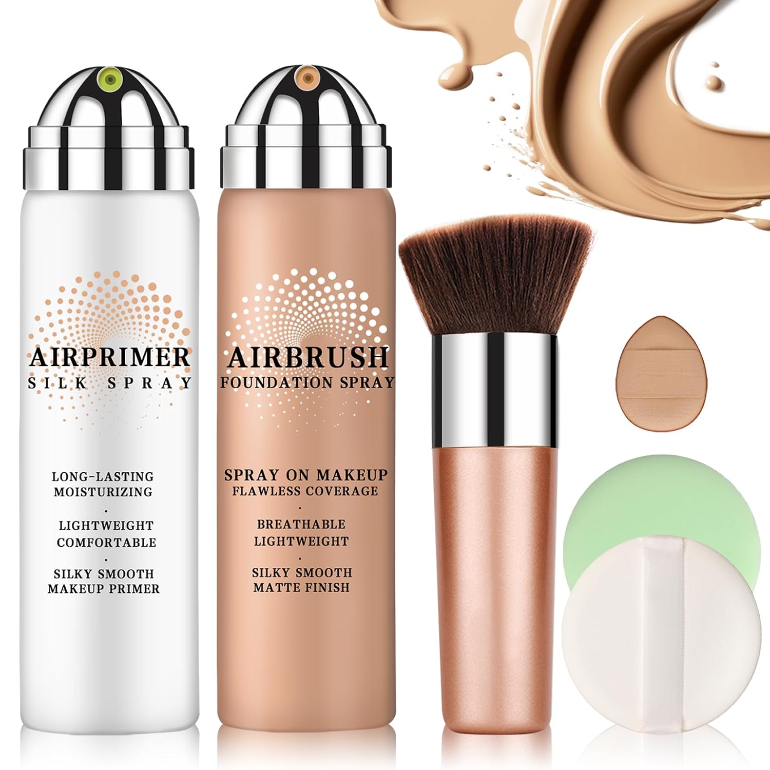 Magic Minerals Airbrush Foundation And Makeup Primer For Face,Full Coverage Foundation For Mature Skin,Moisturizing Airbrush Makeup (02 Beige)