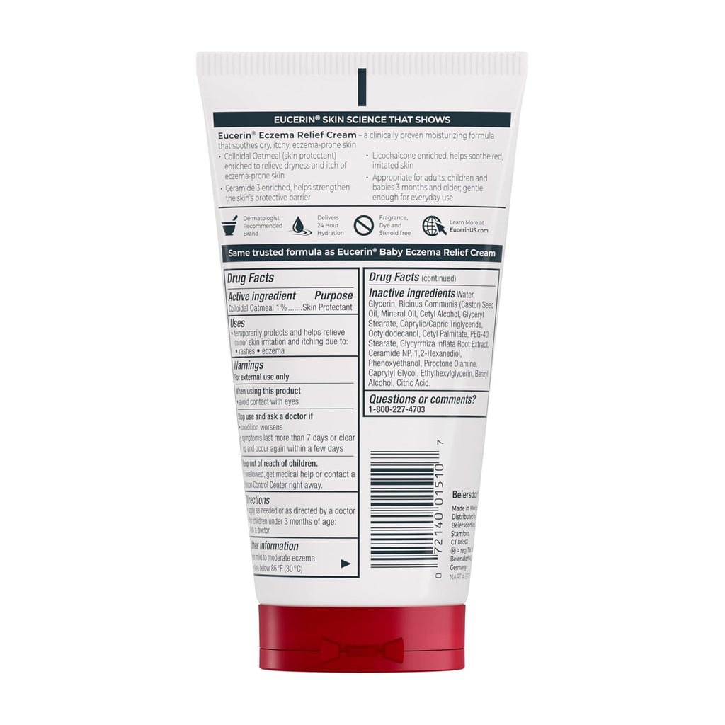 Eucerin Eczema Relief Body Cream, Colloidal Oatmeal Enriched, Steroid Free Eczema Cream, 5 Oz Tube