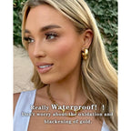 CONRAN KREMIX Waterproof Chunky Gold Hoops Earrings for Women Non Tarnish, Thick Gold Plated Circle Open Hoop,Lightweight Hollow Earrings Trendy