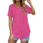 Dofaoo Womens Tops Short Sleeve Summer T-Shirts Curved Hem Casual Fashion Shirts Beach Vacation Clothes