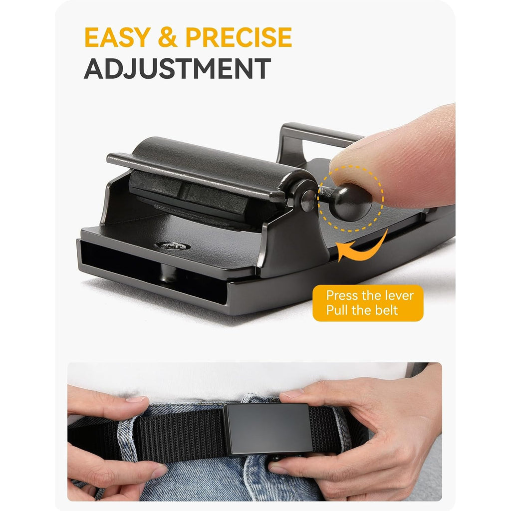 Chaoren Nylon Ratchet Belts For Men - Adjustable Web Belt - Automatic Slide Buckle For Casual Golf Work
