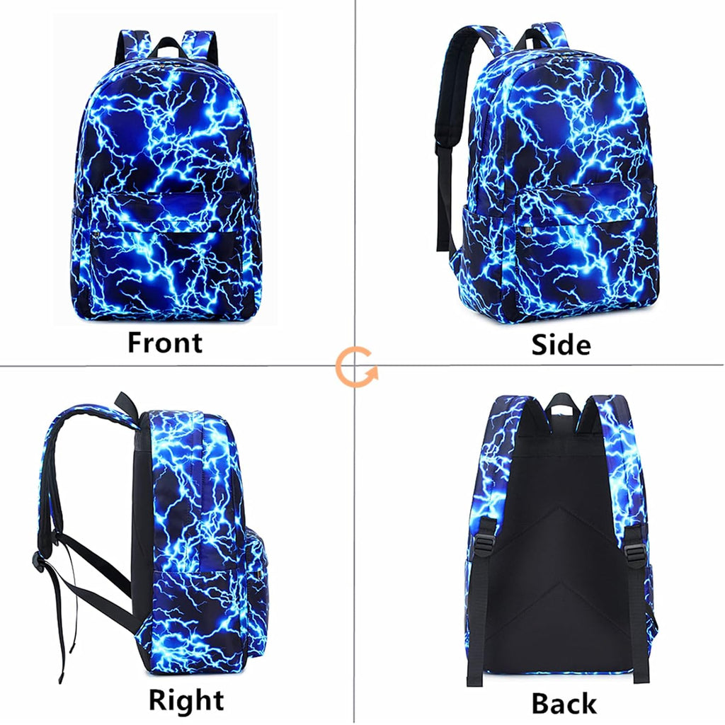 Mezhsa Boy School Backpack Elementary Middle Lightning Bookbag Laptop Teenager Waterproof Lightweight 17 Inches (1-Blue)