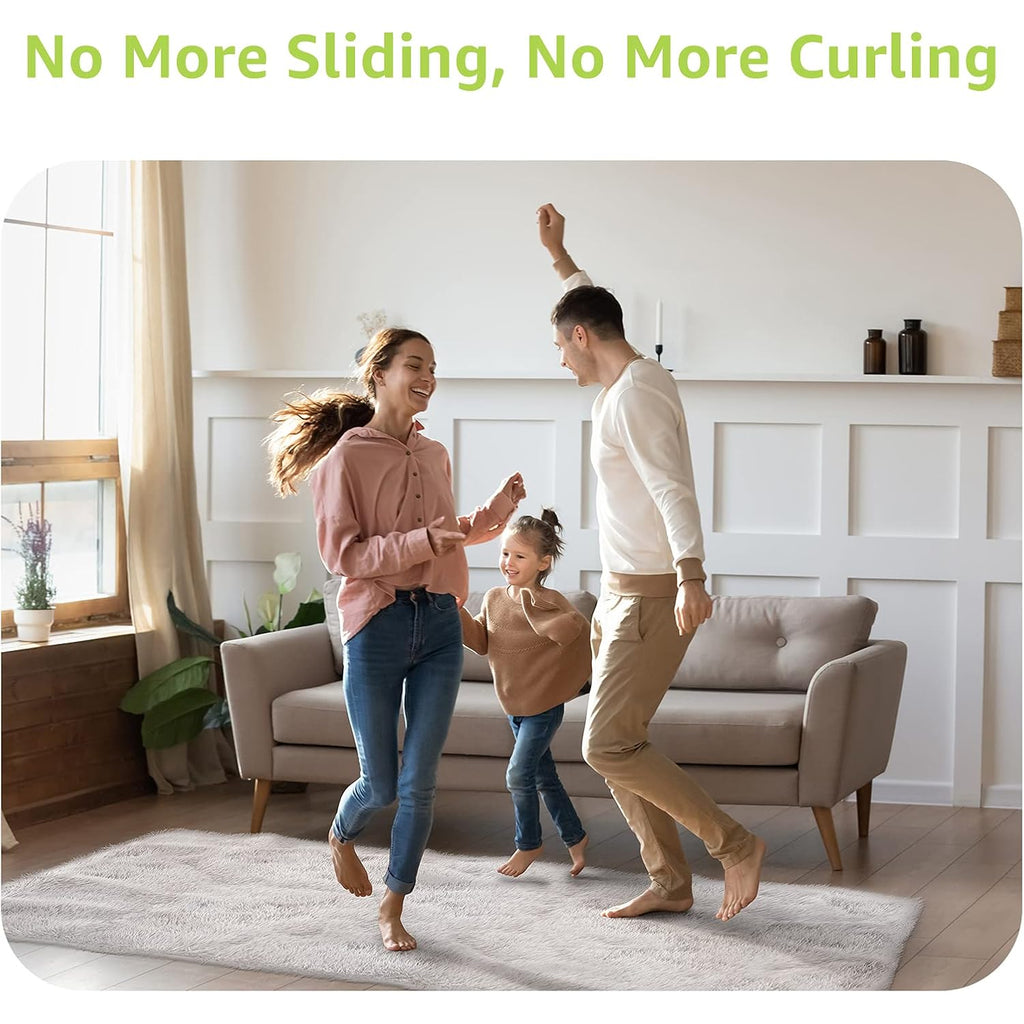Rabenda 12 Pcs Rug Tape, Non Slip Rug Pads Grippers for Hardwood Floors and Tiles, Reusable Carpet Tape for Area Rugs, Double-Sided Adhesive Rug Stickers Keep Corners Flat (Black)