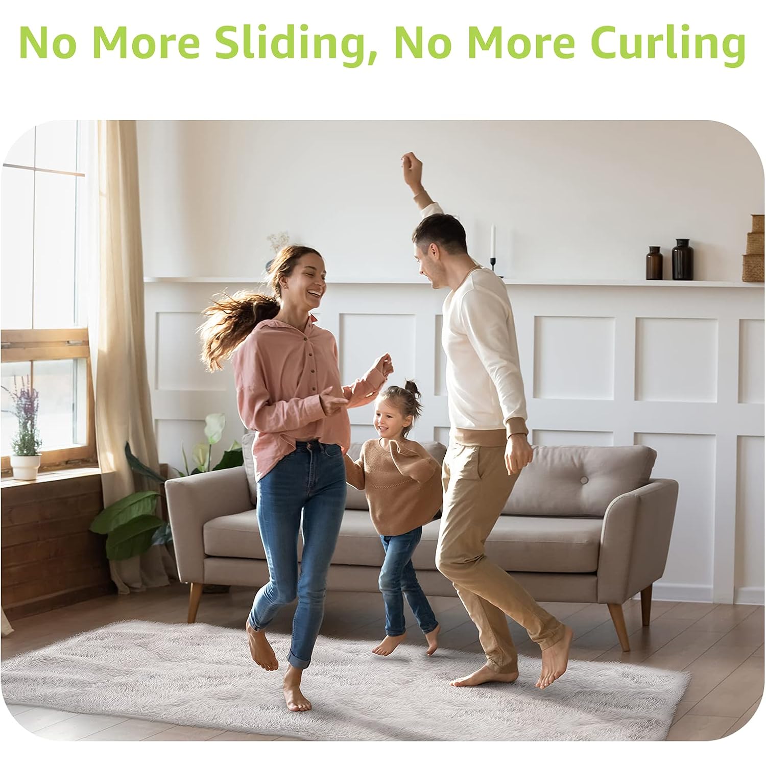 Rabenda 12 Pcs Rug Tape, Non Slip Rug Pads Grippers for Hardwood Floors and Tiles, Reusable Carpet Tape for Area Rugs, Double-Sided Adhesive Rug Stickers Keep Corners Flat (Black)