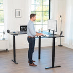 Vivo Black 63 X 55 In Corner Standing Desk, Desk-E3Ctb | Electric, Holds 225 Lbs, Reversible L-Shaped Table, Sit Stand, Height Adjustable, Memory Presets, Black Frame
