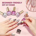Metallic Nail Polish Set, Mirror Nail Polish Non Gel Quick Dry & High Gloss Chrome Effect Mini Air Dry Nail Lacquer Fingernail Toe Nails for Women Girls Manicure Salon DIY Home