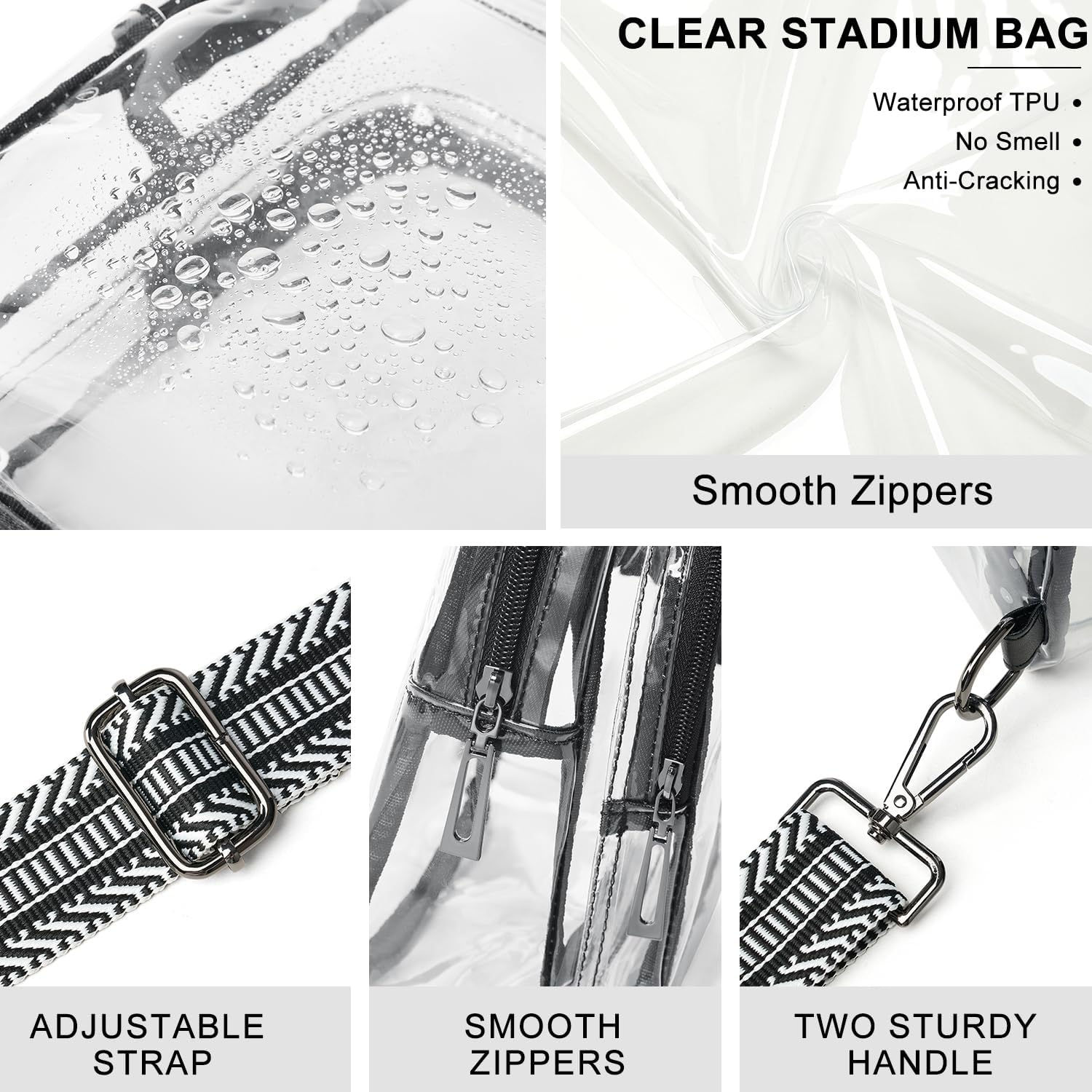 Clear Bag For Stadium Events, Clear Purse For Women Stadium Crossbody Bag, Transparent Bag For Concerts Sports