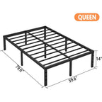 Hafenpo 14 Inch Queen Bed Frame - Sturdy Metal Platform Queen Size, No Box Spring Needed, Heavy Duty, Easy Assembly, Strong Bearing Capacity, Under Bed Storage, Black