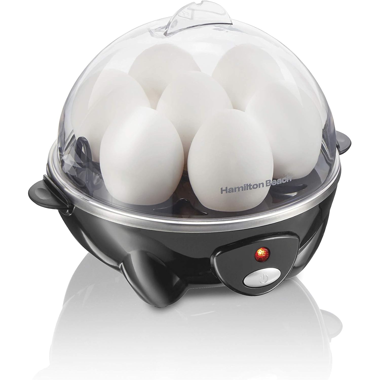 Hamilton Beach 3-In-1 Electric Egg Cooker For Hard Boiled Eggs, Poacher Eggs, Omelet Maker & Vegetable Steamer, Holds 7, Black (25507)