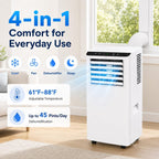 8,000 Btu Portable Air Conditioners, Portable Ac Unit For Basement & Bedroom, Remote & Auto Evaporation, 4-In-1 Cooling Unit, Floor Ac, Covers Rooms Up To 350 Sq.Ft, Sleep Mode, Remote Control