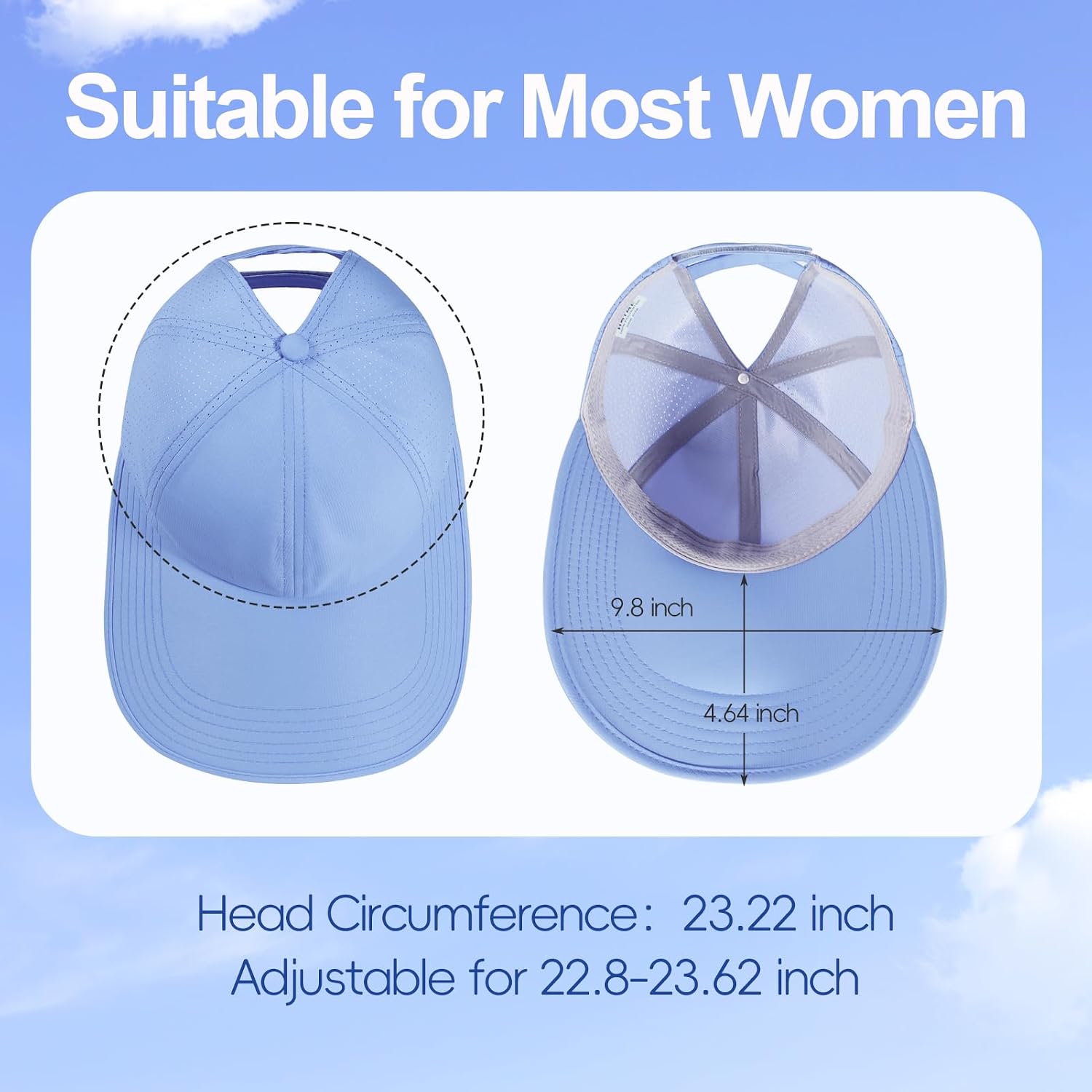 Large Wide Brim Criss Cross Ponytail Baseball Sun Hats For Women Mesh Quick Dry Outdoor Sports Travel Beach Cap