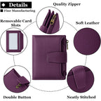 Airkit Small Wallet Women RFID Blocking Soft Leather Bifold Compact Card Holder Wallet for Women with Zipper Coin Pocket 4 ID Window