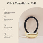 Kitsch Gold Hair Cuff - Metal Ponytail Cuff For Braids, Updos & Everyday Hairstyle | Durable & Elegant Hair Ties | Girl Fashion Accessories - Small, 1Pc